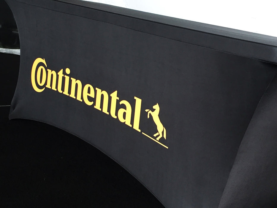 Customizable Buffet Table Stretch Cover - 1 side open / 1 side closed