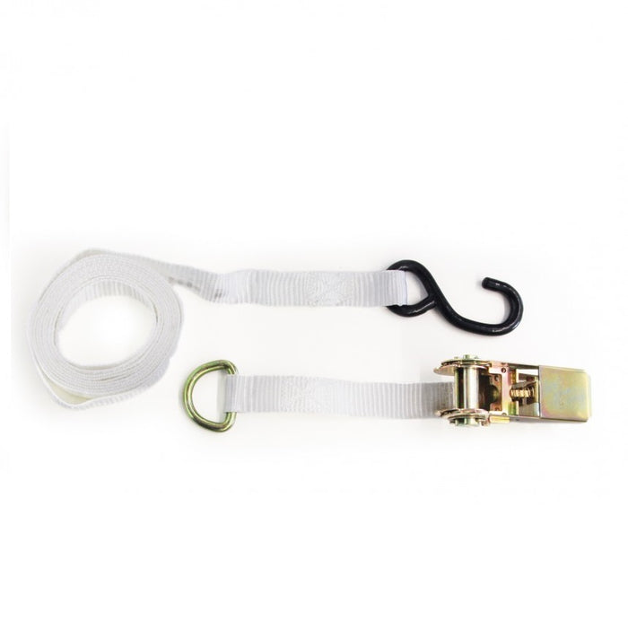 Tension strap with ratchet and hook - 280 cm - White