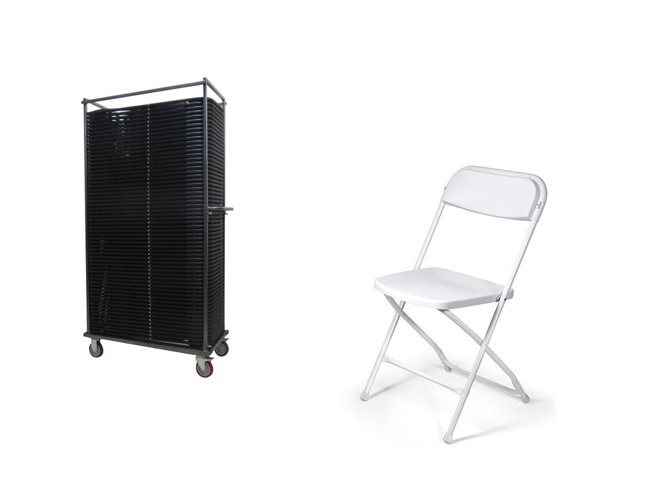 Mobeno set with 60 folding chairs with trolley - type Palermo - White